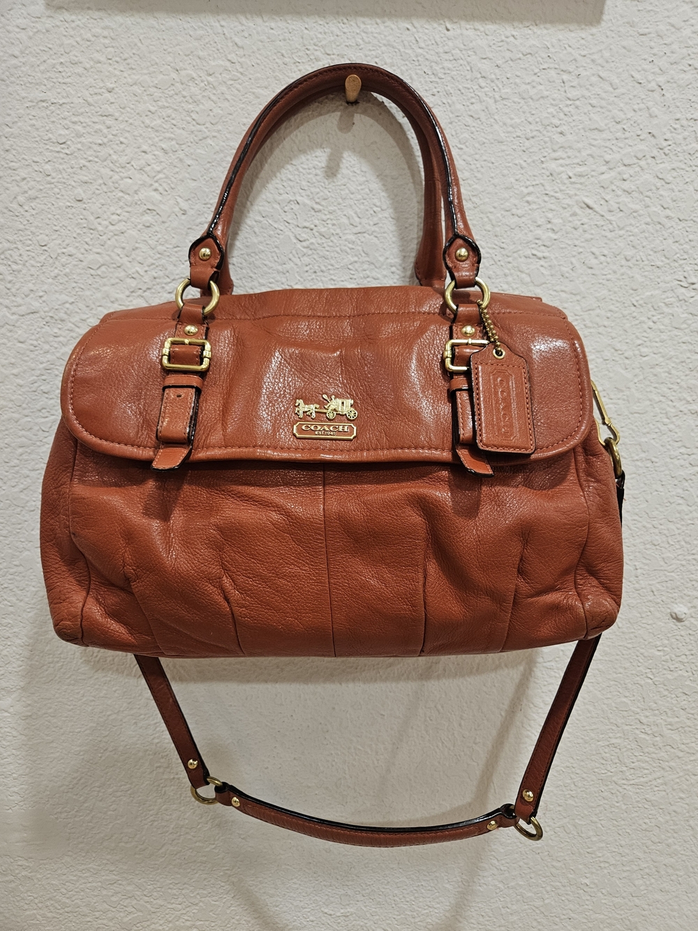 Coach Ashley Leather Satchel – Burnt Orange / Coral
